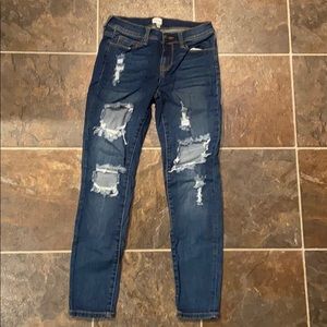 Destructed denim jeans